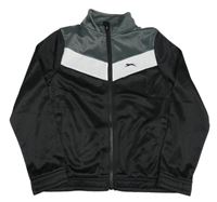 Čierno-bielo-tmavosivá prepínaci športová mikina s logom Slazenger