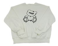 Biela tepláková mikina s medvedíkom SHEIN