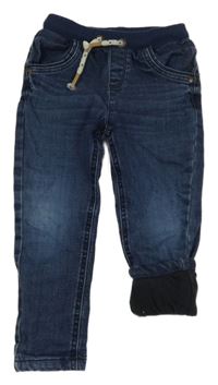 Tmavomodré teplákové podšité rifle s úpletovým pasom George