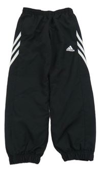 Černo-bílé šusťákové sportovní kalhoty Adidas