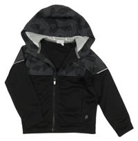 Černo-tmavošedo/army propínací sportovní mikina s kapucí H&M