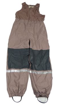 Kakaovo-tmavošedé nepromokavo/fleecové laclové podšité kalhoty KULING