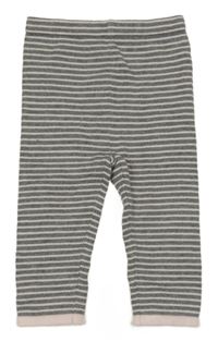 Sivo-svetloružové pruhované pletené tepláky