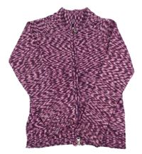 Lilkovo-ružovo-vínový melírovaný vlnený prepínaci sveter