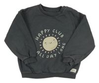 Tmavosivá oversize mikina so slniečkom a nápismi F&F