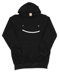 Černá mikina se smajlíkem a kapucí foanja