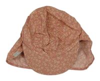 Růžová plátěná plážová kšiltovka s kytičkami PUSBLU