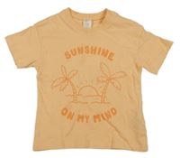 Svetlooranžové tričko s palmami a nápismi H&M