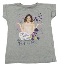 Sivé melírované tričko s Violettou Disney