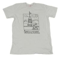 Biele vybarvovací tričko s potiskem - Istanbul