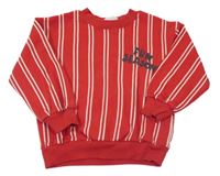 Červeno-biela pruhovaná mikina s nápisom H&M