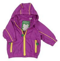 Růžovofialová šušťáková jesenná parka so žabičkou a odopínacíá kapucňou