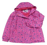 Ružová šušťáková jesenná bunda s hviezdičkami a kapucňou
