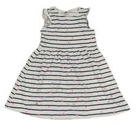 Bielo-čierne pruhované bavlnené šaty so srdiečkami H&M