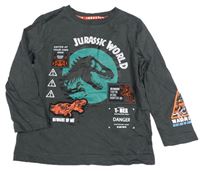 Antracitové triko s dinosaury - Jurský svět