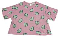 Ružové crop tričko s avokády zn. H&M