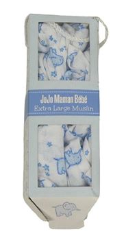 Bílá mušelínová zavinovačka se slony a hvězdami Jojo Maman Bébé