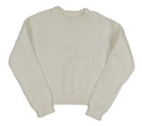 Biely crop sveter s copánkovým vzorom Primark