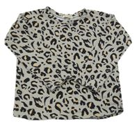 Šedé triko s leopardím vzorem