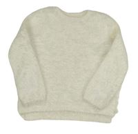 Biely trblietavý chlpatý sveter H&M