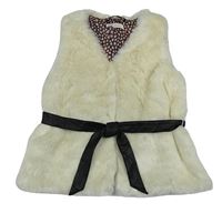 Krémová kožušinová podšitá vesta s opaskom H&M