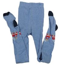 Modré melírované punčocháče s hasičskými auty Topolino