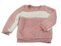 Starorůžovo-smotanová chlpatá mikina