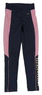 Tmavomodro-růžové sportovní legíny s nápisem Primark