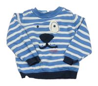 Nové - Modro-bílý pruhovaný svetr s čumákem