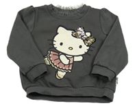 Antracitová mikina s Hello Kitty s překlápěcími flitre C&A