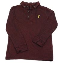 Vínové melírované polo triko s nášivkou Next