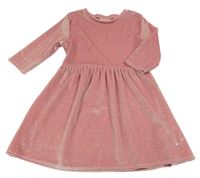 Růžové třpytivé sametové šaty Matalan