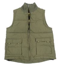 Khaki šusťáková zateplená vesta s kapsami Adams