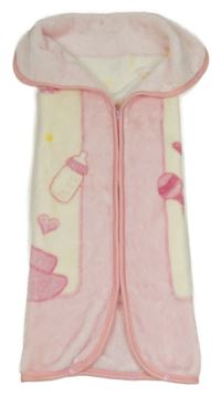 Růžovo-smetanová chlupatá španělská deka s medvědem