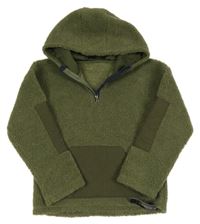 Nové - Khaki huňatá mikina s kapucí Dunnes