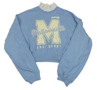 Svetlomodrá crop mikina s písmenem a golierikom H&M