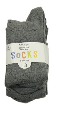 Nové - 5x šedé podkolenky s perforovanými srdíčky George