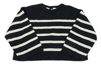 Čierno-smotanový pruhovaný crop sveter H&M