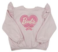 Svetloružová mikina so srdcem a nápisom a volánky - Barbie H&M