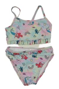 Mátovo-růžovo-světlemodré batikované dvoudílné plavky s Ariel Primark