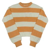 Meruňkovo-smotanový pruhovaný crop sveter H&M