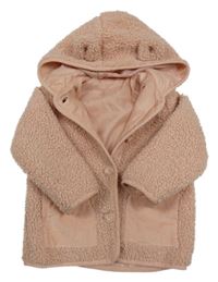 Růžová huňatá podšitá bunda s kapucí Matalan