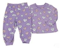 Lila plyšové pyžamo s hvězdami a srdíčky Primark