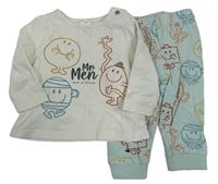 Bielo-svetlomodré vzorované pyžama s Mr. Men Tu