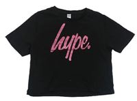 Černé crop tričko s logem Hype