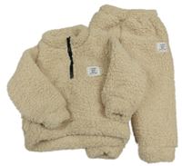 2 set - Světlebéžová huňatá mikina + huňaté tepláky 