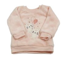 Svetloružová plyšová mikina s králikmi