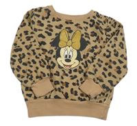 Hnedá leopardí mikina s Minnie Disney