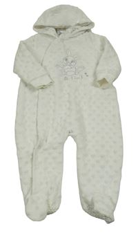 Bílá podšitá minky kombinéza s králíkem a kapucí Disney