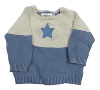 Bílo-modrý lehký svetr s hvězdičkou Ergee